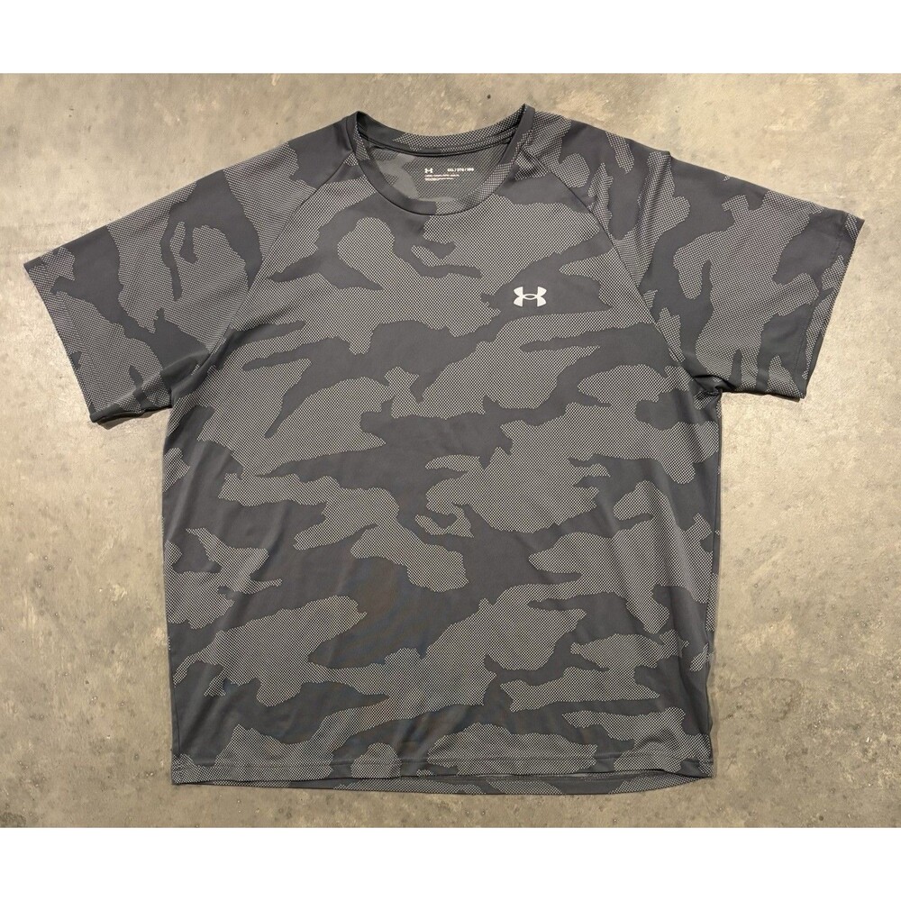 Under Armour Loose Fit Shirt Gray Camo Print Mens 3XL Performance
